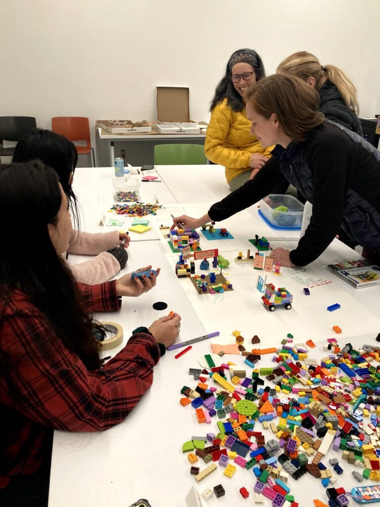 Participants constructing the ED with LEGO and playdough